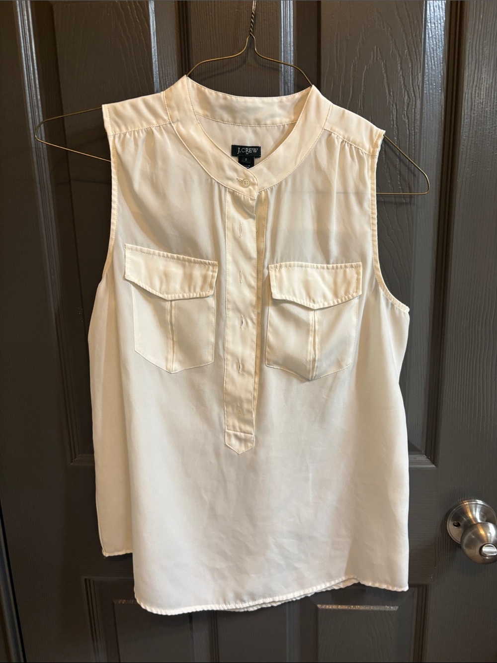 J. Crew Cream Sleeveless Blouse